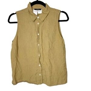 MaxMara Weekend Linen Tan Sleeveless Tank Top Blouse Large